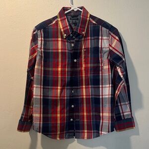 Boys Tommy Hilfiger Plaid Shirt - Navy, Red, White